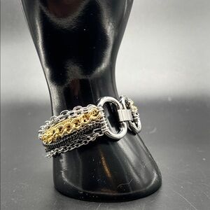 Ralph Lauren Multi Chain Bracelet Mixed Metal Two-Tone Chunky 7.5”